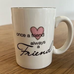 Pink and White Friendship Mug with Heart Design “Once a Friend Always a Friend”